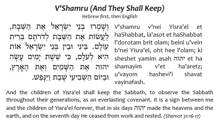 V'Shamru in Hebrew, Transliterated Hebrew, and English