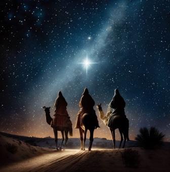 Wise men following star